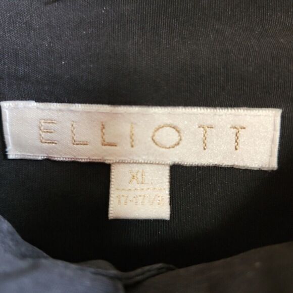 Elliott Men's Xl Long Sleeve Black Button Down Shirt Vintage Rayon - Picture 2 of 12